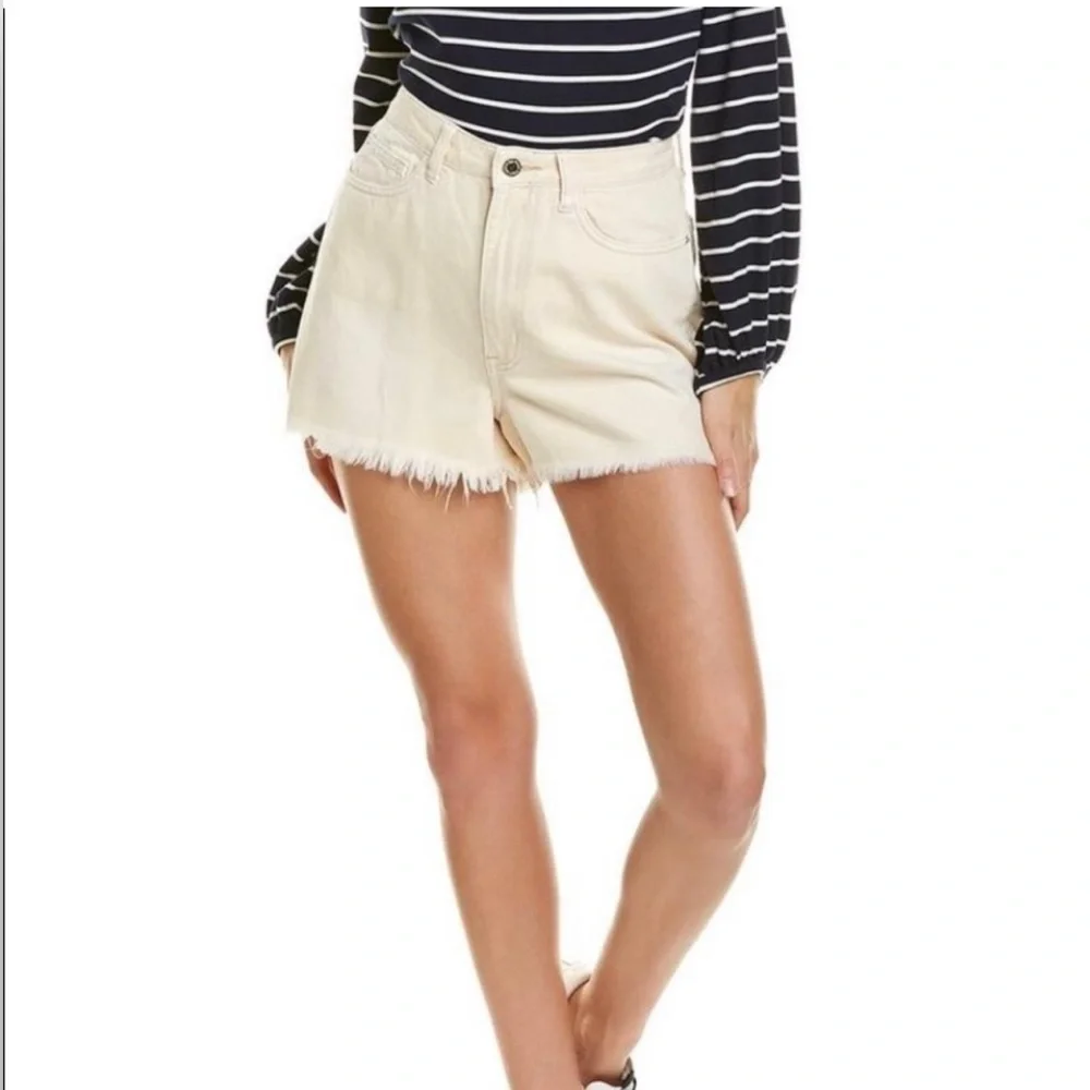 NWOT Women’s WeWoreWhat high waist bf fit cream fringe cutoff denim shorts sz 29 - Picture 3 of 10